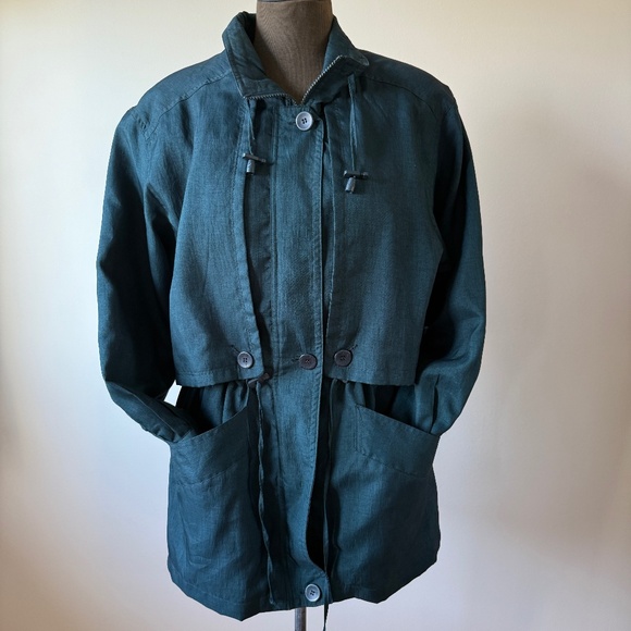 Gorgeous Vintage 90s Lightweight Dark teal oversized utility-style jacket - Picture 1 of 11